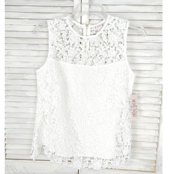 NWT NANETTE LEPORE  TEXTURED SLEEVELESS LILACE TOP - Picture 3 of 7